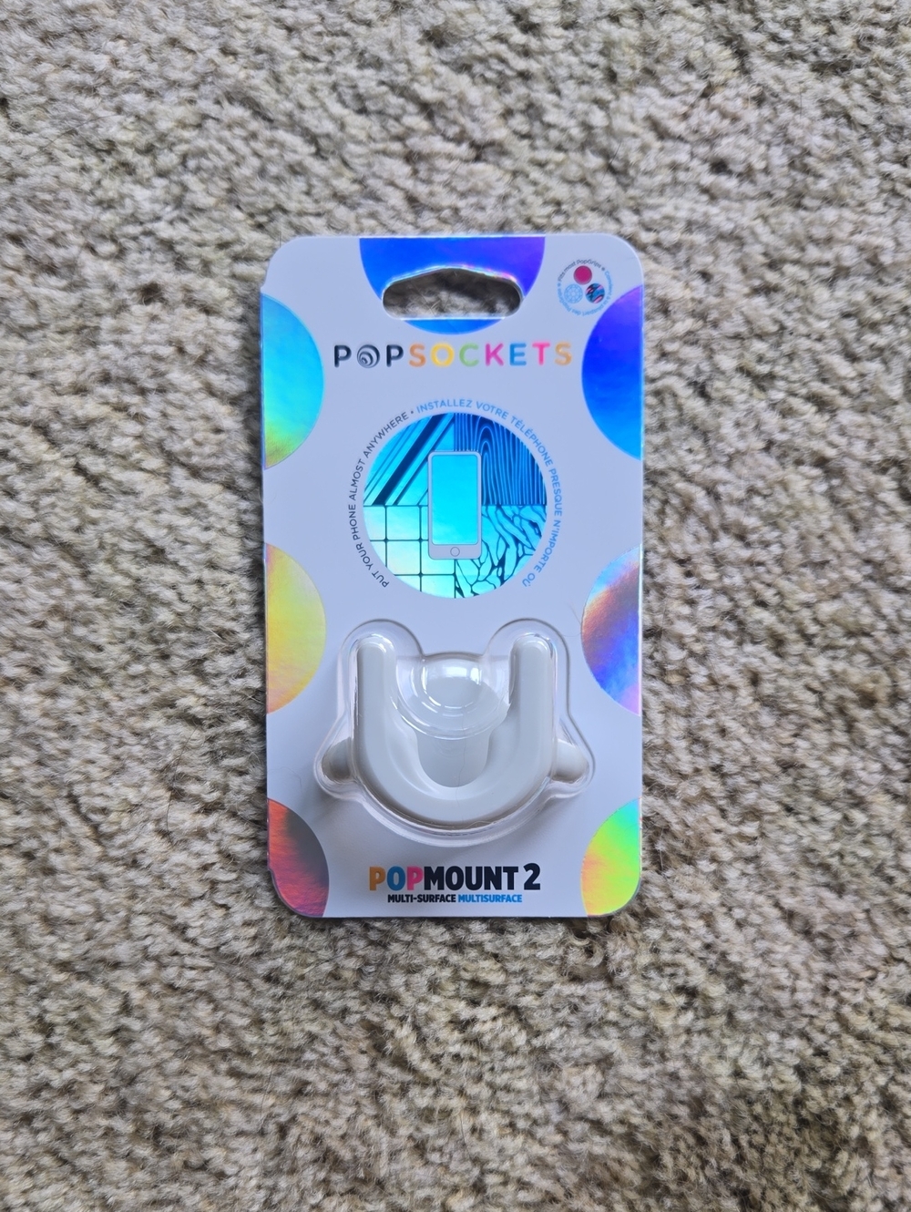 PopSockets PopMount 2 Multi-Surface Phone Mount - White Holographic Accent
